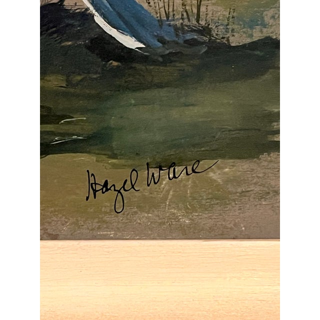 1960s Mid-Century Modern Coastal Harbor Painting, Signed Hazel Ware, New York Gallery For Sale - Image 5 of 7