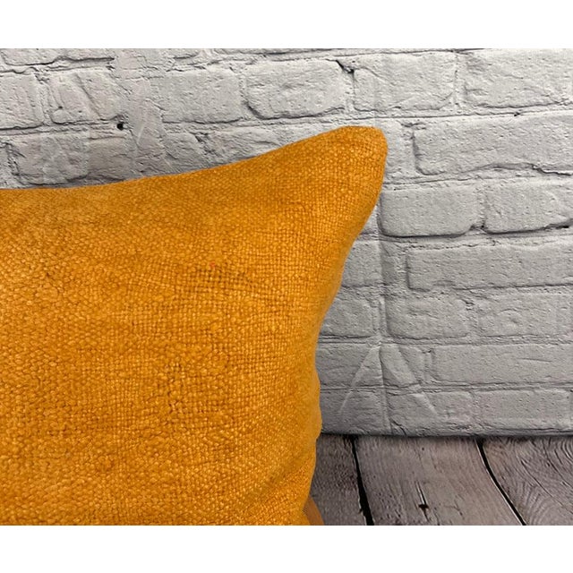 Turkish 20 x 20 Hemp Pillow Turkish Cushion Natural Orange Pillow Cushion Cover For Sale - Image 3 of 4