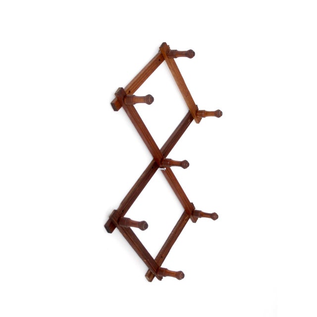 Mid 20th Century Vintage Wooden Accordion Wall Rack For Sale - Image 5 of 15
