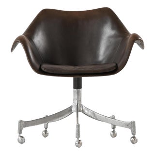 Office Chair in Aluminum and Leather attributed to Jørgen Lund and Ole Larsen, 1960s For Sale