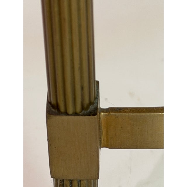 Pair of Global Views Brass Finish Glass Top Neoclassical Side Tables With Gallery Rail For Sale In Chicago - Image 6 of 10