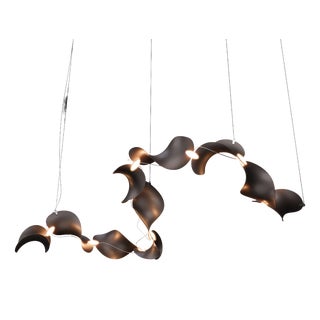 Dune 10 Curve Chandelier with Shades in Dark Bronze Metallic Tone by Daniel Becker for Moss Objects For Sale
