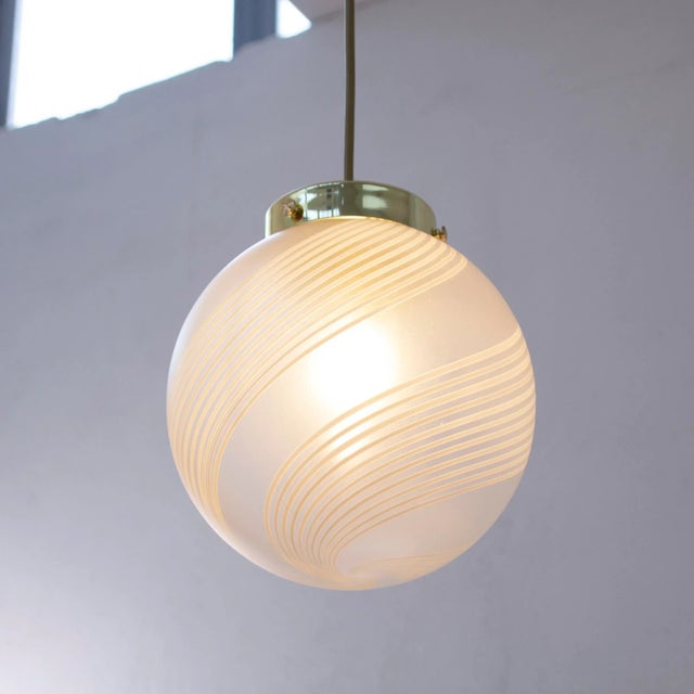 White Vintage Crystal Suspension Sphere, Italy For Sale - Image 8 of 11