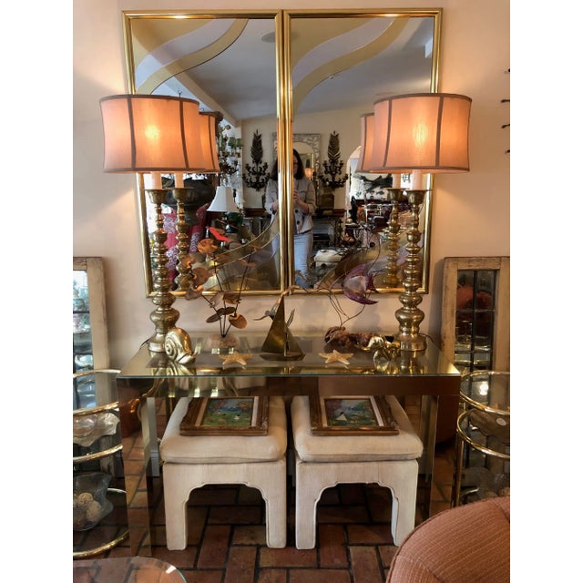 Mid-Century Modern Brass and Glass Console For Sale - Image 12 of 12