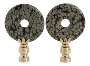 Snowflake Obsidian Lamp Finials - a Pair