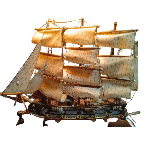 Figurative Rare Vintage Collectable Table Electric Ship Lamp Antique Bell Shape Shades For Sale - Image 3 of 7