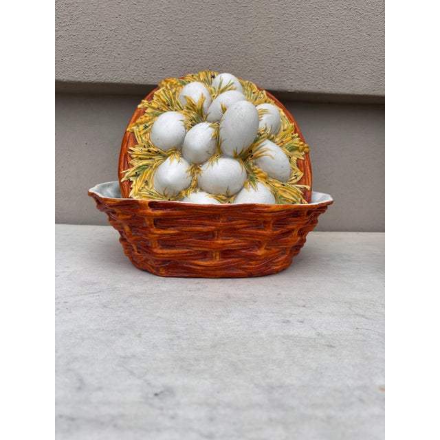Late 19th Century Austrian Majolica Porcelain Eggs Basket Tureen Circa 1890 For Sale - Image 5 of 11