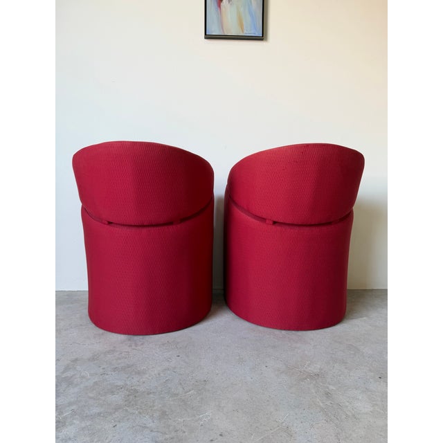 Textile Italian Postmodern Matteo Grassi–Style Red Upholstered Accent Chairs – A Pair For Sale - Image 7 of 12