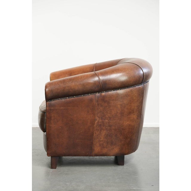 1990s English-Style Club Chair in Sheepskin Leather For Sale - Image 5 of 14