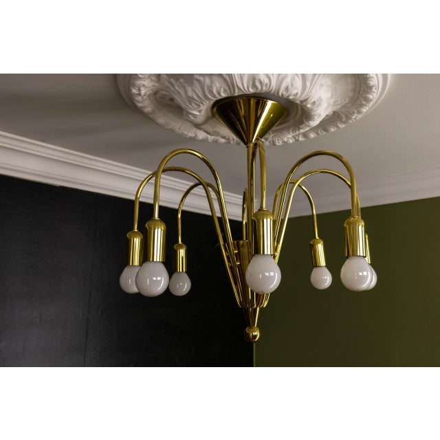 Mid-Century Modern Brass Eight-Light Sputnik Chandelier by Tz Leuchten, Germany, 1970s For Sale - Image 9 of 18