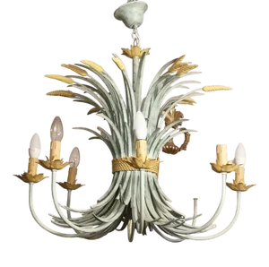 Vintage Golden Chandelier in Forged Iron, 1960s