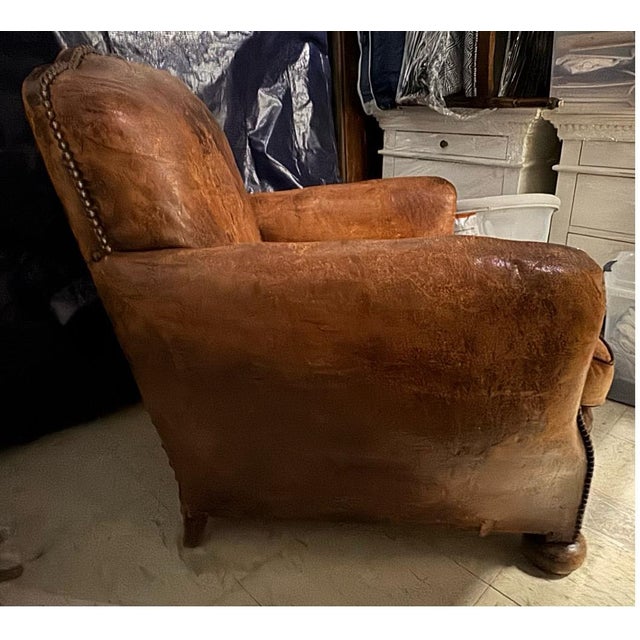 Late 19th Century Pair of Antique English Leather Cigar Club Chairs, Circa 1900 For Sale - Image 5 of 5