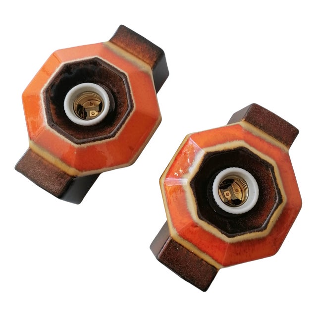 Vintage Ceramic Sconces attributed to Pan Hustadt Leuchten, 1970s, Set of 2 For Sale