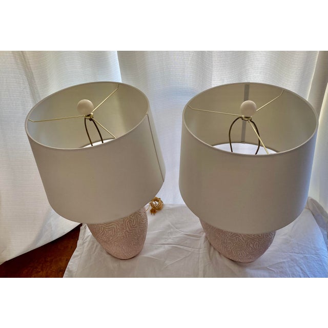 Mid Century Modern Naturalist Plaster Sculptural Brain Coral Lamps With