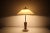 Good condition. New handmade shade made of parchment paper. Cisteno. Made of marble and metal. Marked. Up to 250V...