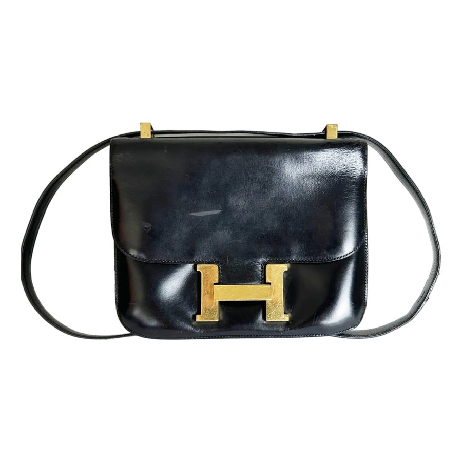 Hermes Vintage Gold Plated H Box Leather Constance 22 Bag | Chairish