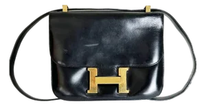Hermes Vintage Gold Plated H Box Leather Constance 22 Bag