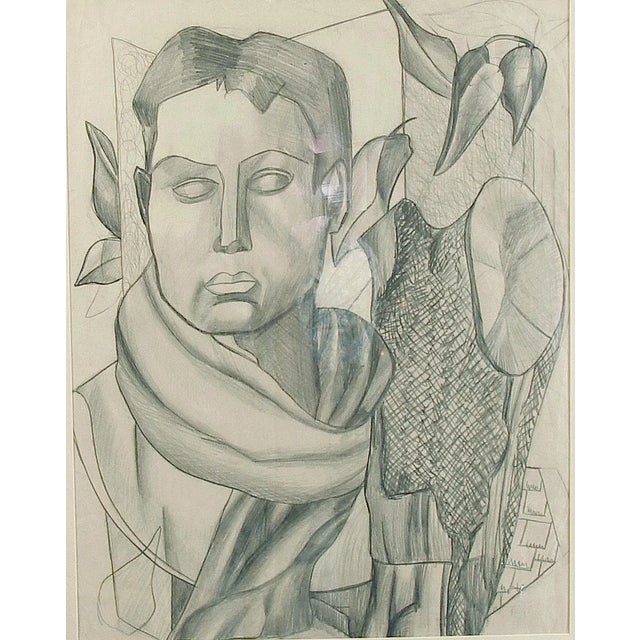 A pencil drawing on paper by Tonia Cariffa (born 1924, Benezit-listed), student of Fernand Leger. Signed TC and dated '48,...