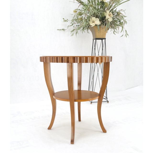 Custom Studio Made Scallop Edge Two Tier Gueridon Lamp Center Side Occasional For Sale - Image 6 of 11