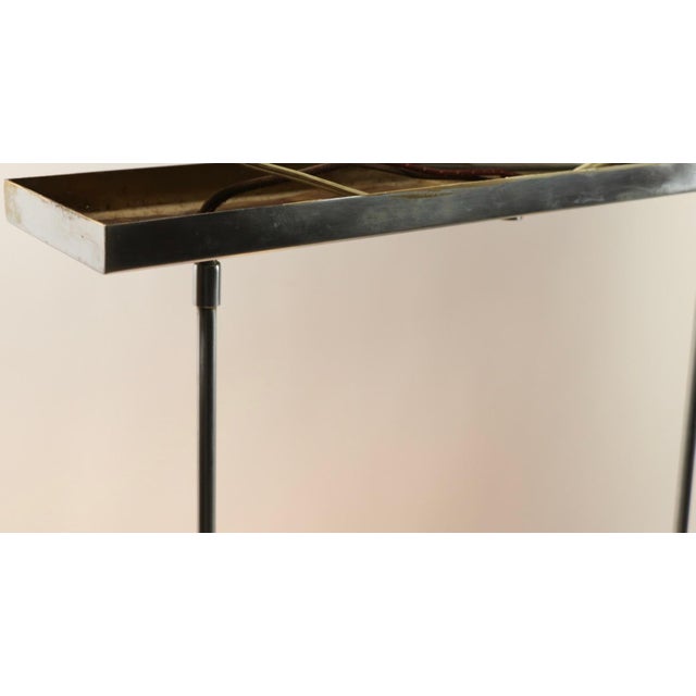 Green Mid 20th Century Three-Light Smoked Gray Glass and Brushed Steel Chandelier att. to Orrefores For Sale - Image 8 of 12