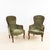 Set of Antique Walnut Armchairs with Green Velvet Seat For Sale - Image 9 of 9