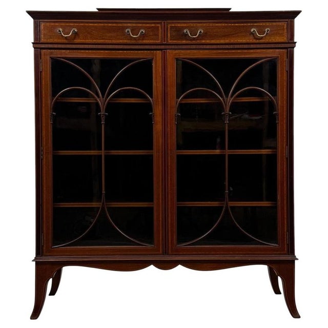 Antique English Mahogany Glazed Display Cabinet Vitrine, 1800s For Sale - Image 13 of 13