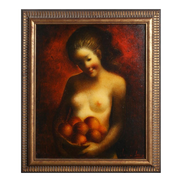 Desnudo Con Fruta, Jaime De Jaraíz Oil on Canvas, Signed Lower Right For Sale