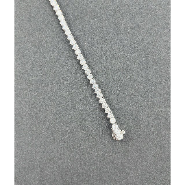 11.21 Ct 3-Prong Diamond Tennis Necklace For Sale In Chicago - Image 6 of 9
