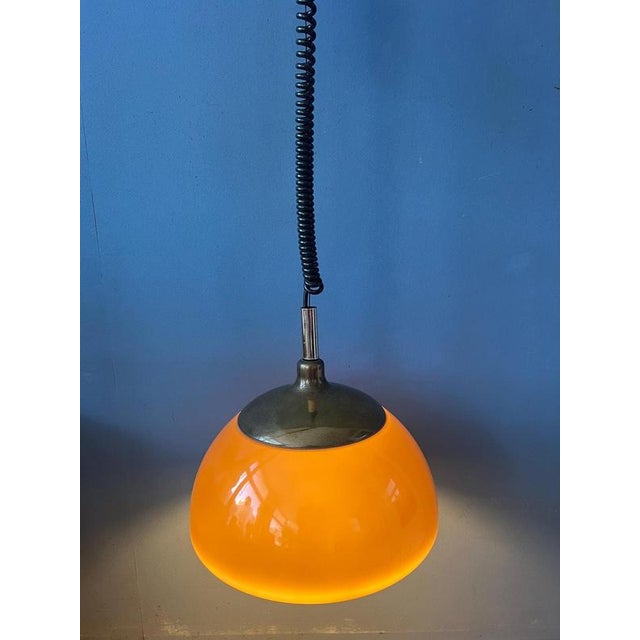 Vintage Brown and Orange Acrylic Glass Pendant Lamp from Cosack Leuchten For Sale - Image 3 of 13