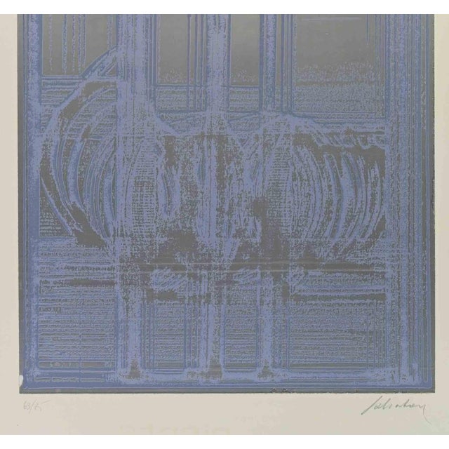 Abstract Composition is a screen on aluminium print on paper realized in the 1970s by Salvatore. Hand-signed and numbered....