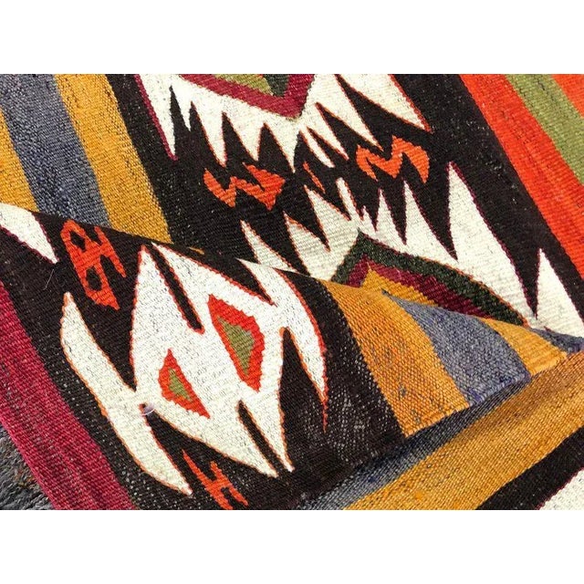 Small Vintage Turkish Rustic Tribal Aztec Rug For Sale - Image 4 of 6