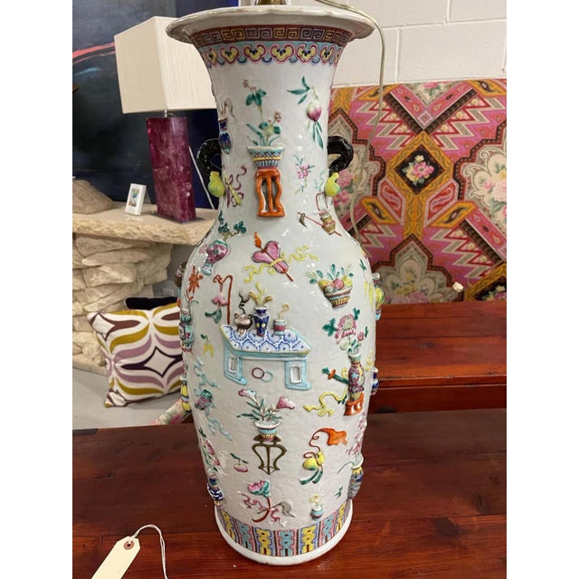 19th Century Famille Rose Lamps - A Pair For Sale - Image 10 of 13