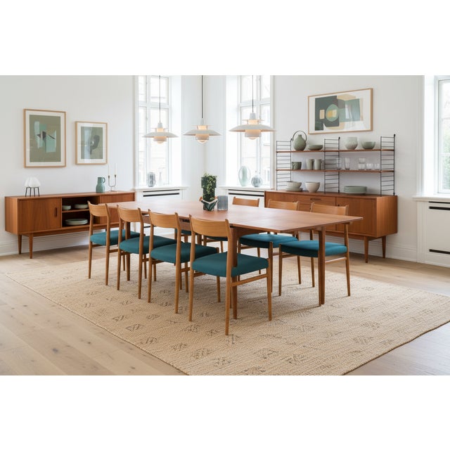 1970s Dining Chairs Model 418 in Teak and Green Wool Upholstery by Arne Vodder for Sibast, 1960s, Set of 4 For Sale - Image 5 of 18
