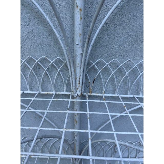 Metal Antique Victorian Four-Tier Painted Wirework Demilune Garden Plant Stand, C. 1900 For Sale - Image 7 of 16
