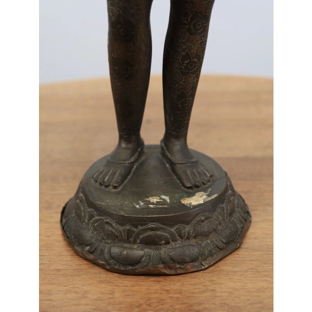 Bronze Temple Statue on a Lotus Pedestal, India For Sale - Image 3 of 10