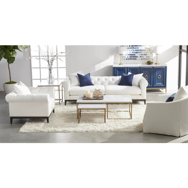 Off-white Faye Slipcover Swivel Club Chair, Cream Crepe For Sale - Image 8 of 10
