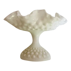 Vintage White Hobnail Milk Glass Compote