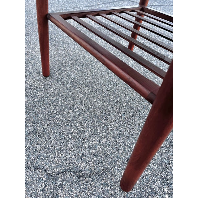 Mid Century Danish Modern Side Table With Slatted Shelf For Sale - Image 9 of 12