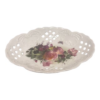Vintage Formalities by Baum Brothers "Victorian Rose" Reticulated Porcelain Bowl For Sale