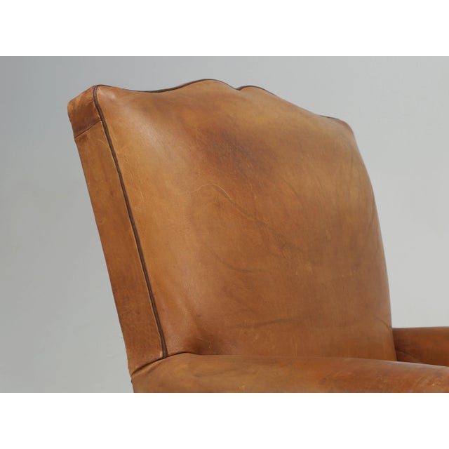 Art Deco Vintage French Club Chair in All Original Leather Properly Internally Restored For Sale - Image 3 of 13