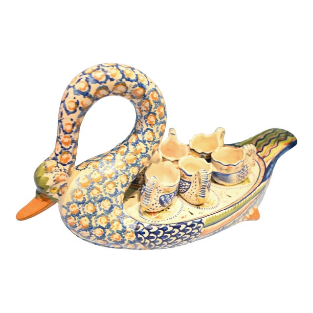 Henriot Quimper Swan Egg Cup Server For Sale