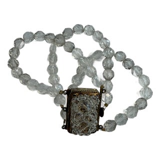 1950s Coppola E Toppa Clear Crystal Beaded Bracelet For Sale