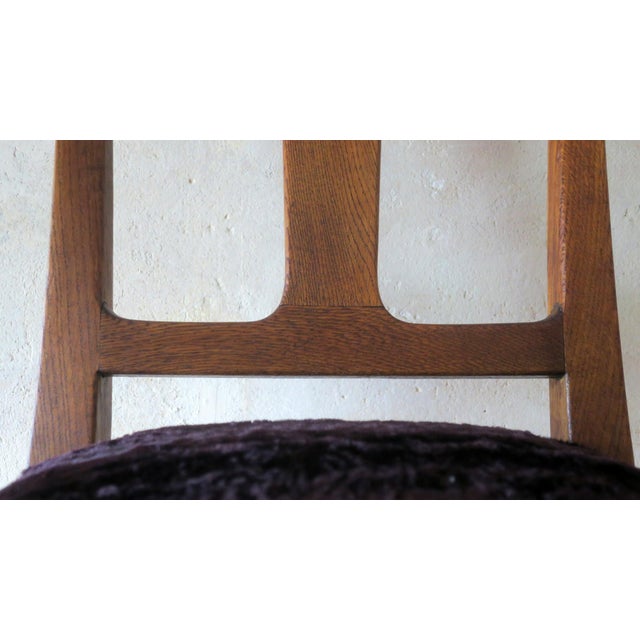 Art Nouveau Side Chair in Oak and Royal Purple Velvet, 1900s For Sale - Image 5 of 17