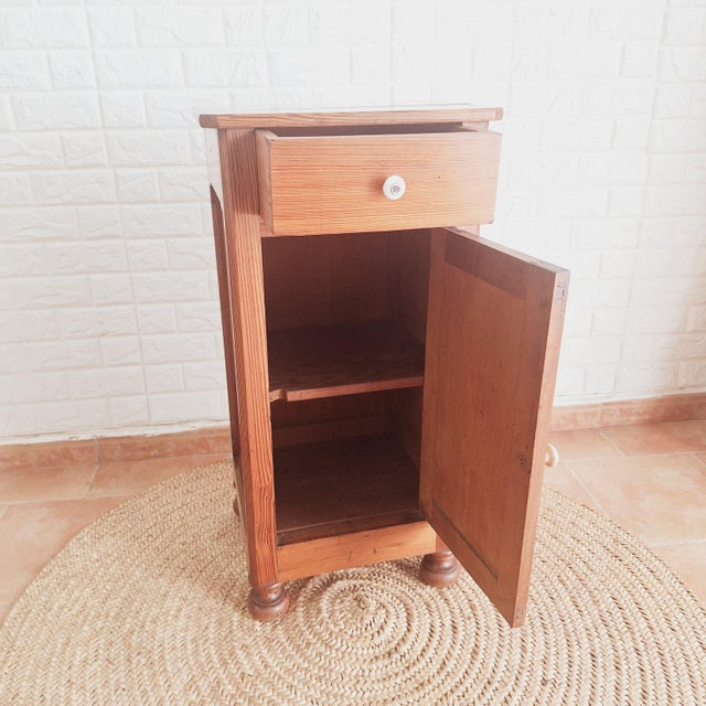 Wood Antique Arts and Crafts Tall Nightstand in Pine, 1890s For Sale - Image 7 of 14