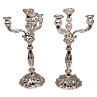 Biedermeier Silver Candleholders by Albert Kattner, Vienna, 1857, Set of 2 For Sale