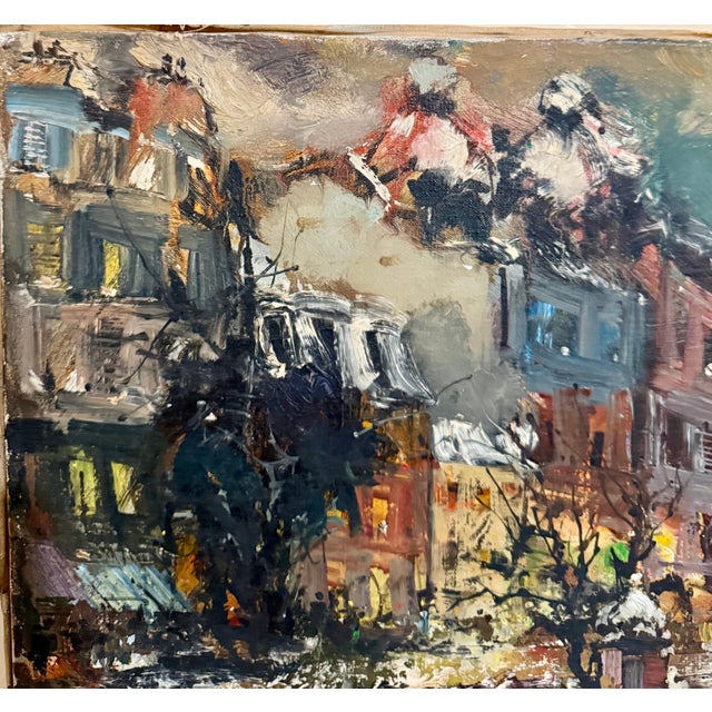 Black Oliver Foss, Expressionist Oil Painting Paris Scene View Architectural Visionism Olivier Foss For Sale - Image 8 of 13