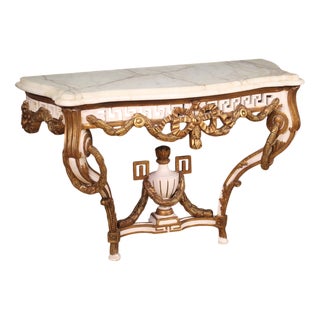 French Lacquered and Painted Console in Louis XV Style, 1980s For Sale