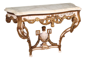 French Lacquered and Painted Console in Louis XV Style, 1980s