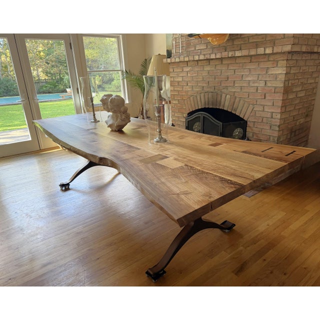 Custom Handcrafted Black Walnut Dining Table With Sculptural Pedestal Base For Sale - Image 12 of 18