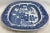 Blue Antique Crown Pottery Ironstone Blue Willow Serving Platter Made in England - Circa 19th Century For Sale - Image 8 of 13